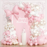 Coquette Birthday Decorations, 149 Pcs Pink And Pearl White Balloon Garland Arch Kit And Pink Bow For Girls Baby Shower Bridal Bachelorette Party Baby Shower