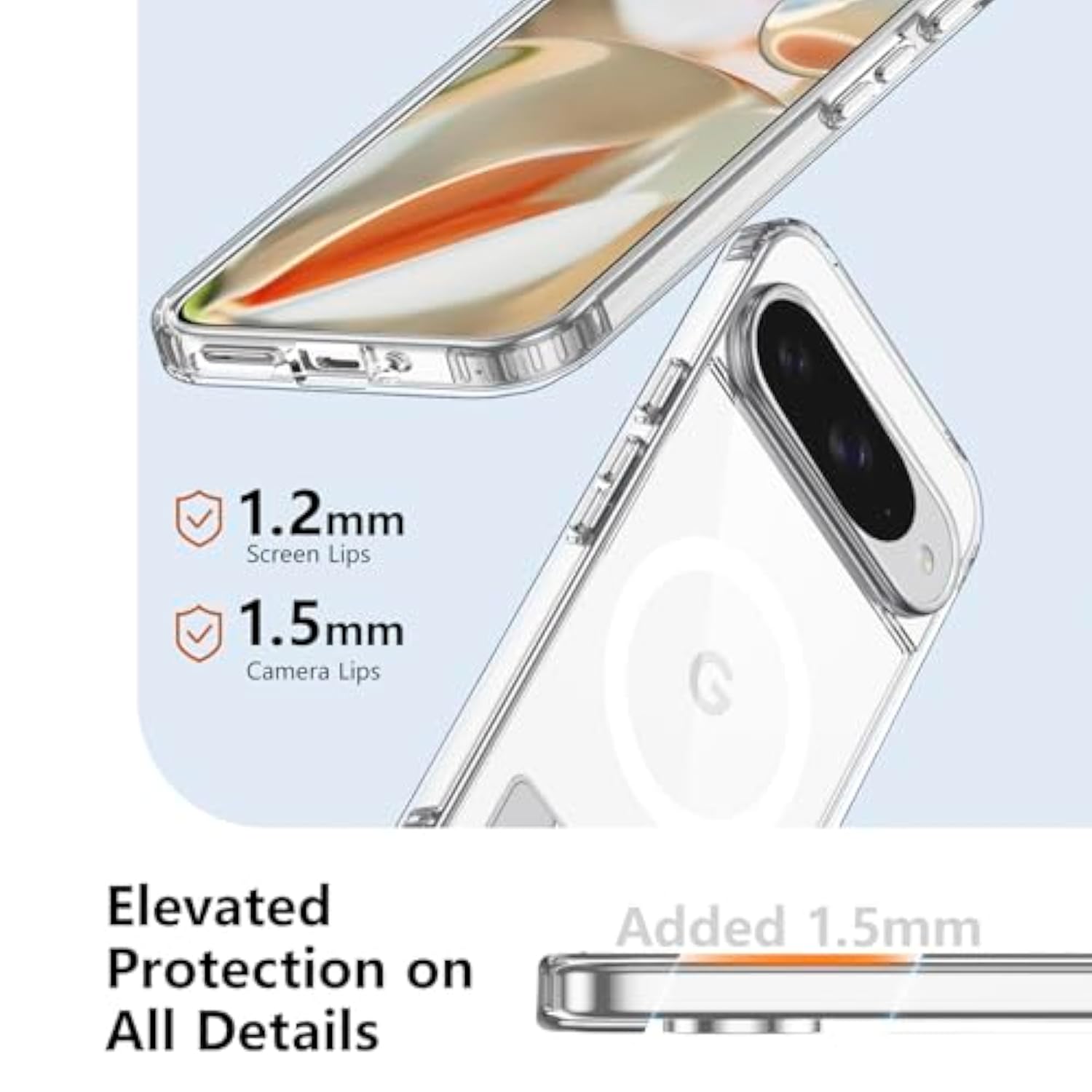 Magnetic Case For Google Pixel 9/9 Pro, Adjustable Kickstand, Grade Drop Tested, Non-Slip Shockproof Slim Case, Clear