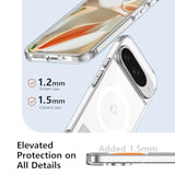 Magnetic Case For Google Pixel 9/9 Pro, Adjustable Kickstand, Grade Drop Tested, Non-Slip Shockproof Slim Case, Clear