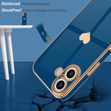 iPhone 16 Case with Screen Protector [2 Pack], Cute Love-Heart Gold Shockproof Case