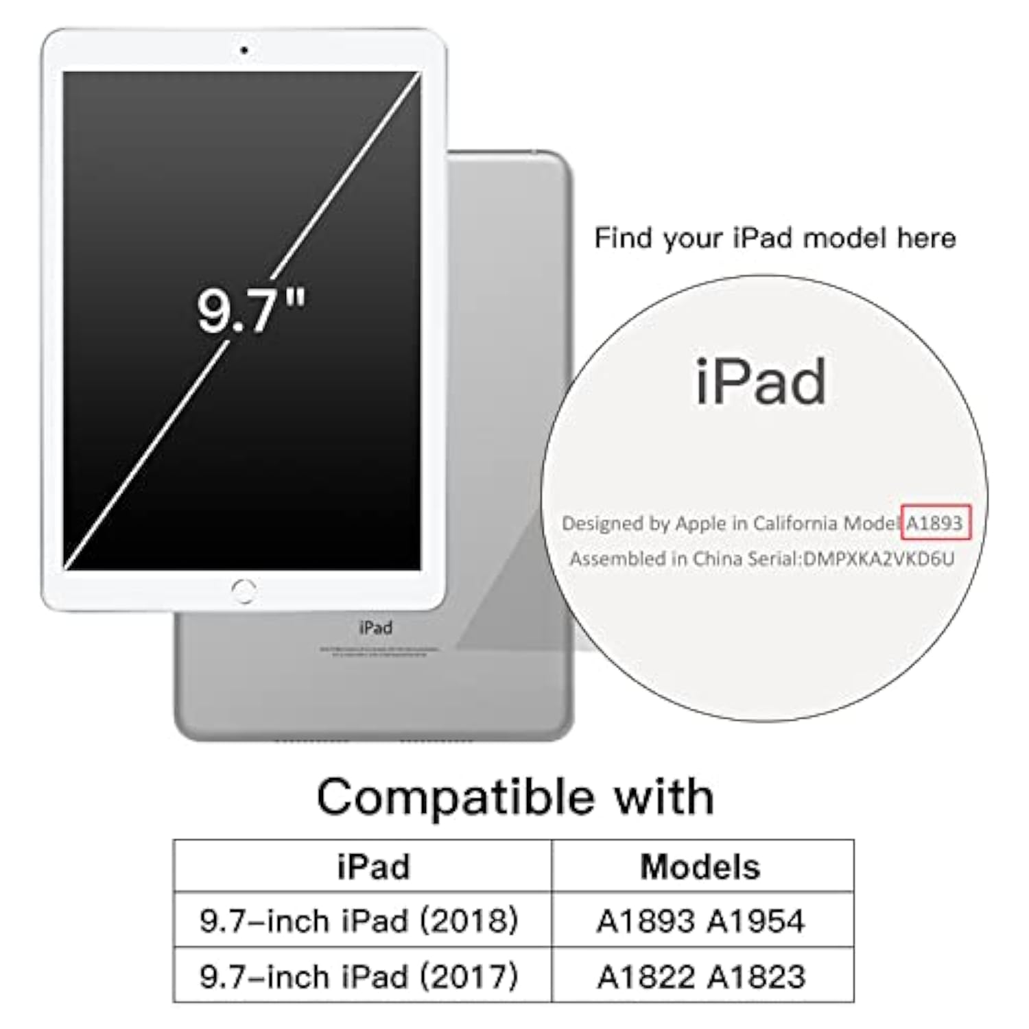 JETech Case for iPad (9.7-Inch, 2018/2017 Model, 6th/5th Generation), Smart Cover Auto Wake/Sleep (Red)