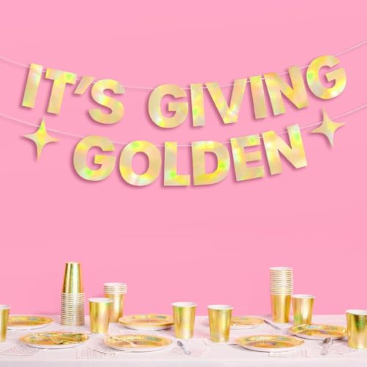 It's Giving Golden Banner Gold Foil 6Ft Birthday Bachelorette Metallic Decorations