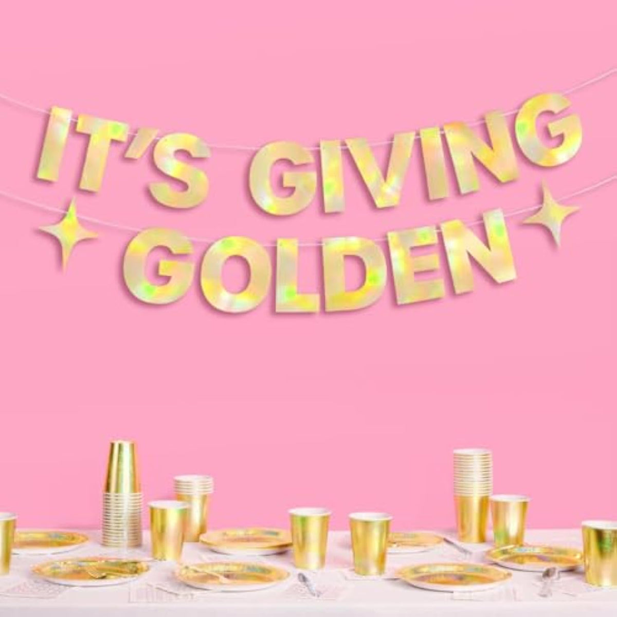 It's Giving Golden Banner Gold Foil 6Ft Birthday Bachelorette Metallic Decorations