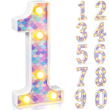 Mermaid Birthday Party Decoration, Decorative Led Glowing Numbers Mermaid Theme Marquee Digital Lights Table Centerpiece For Kids Under The Sea Birthday Baby Shower Party Decoration(1)
