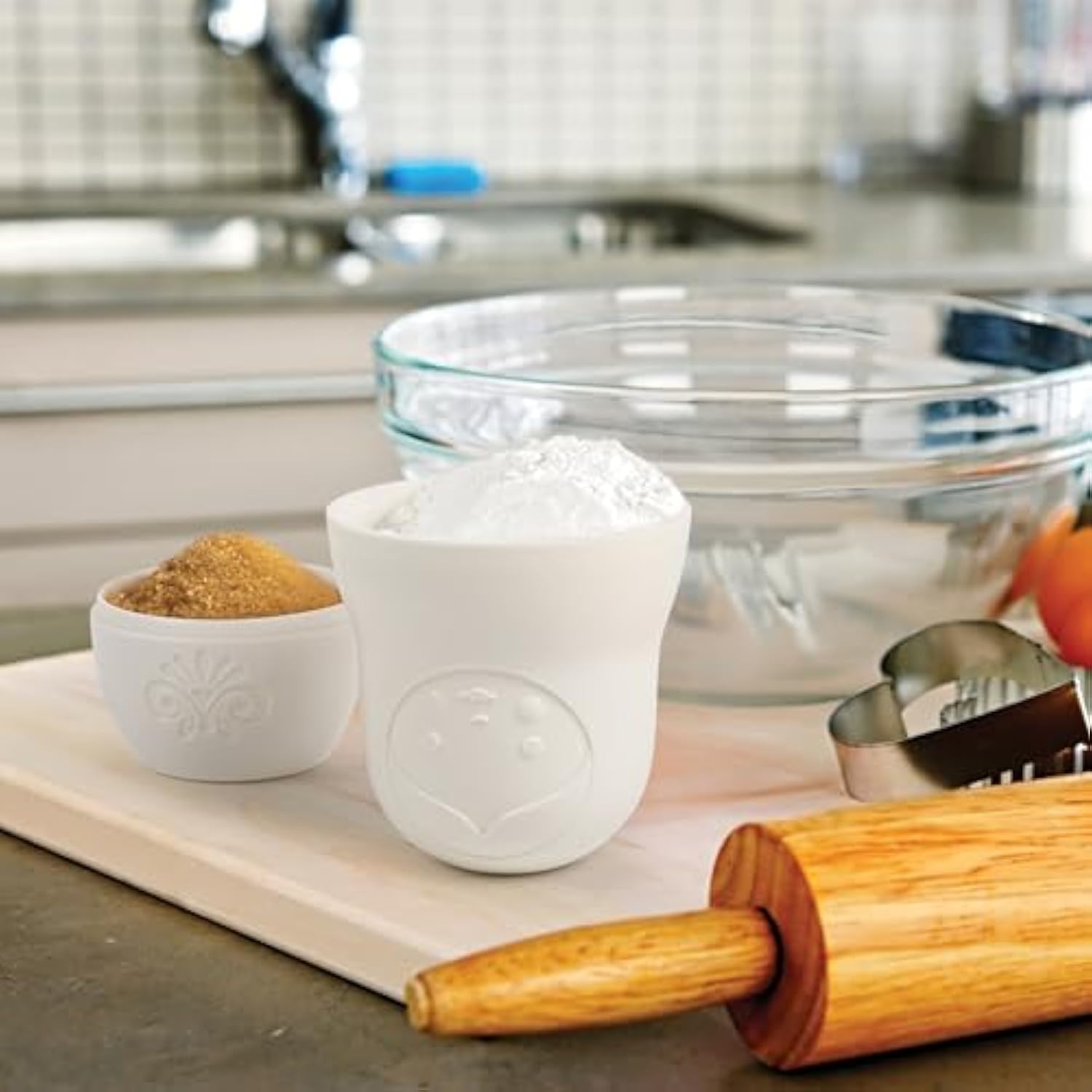 M-Cups Matryoshka Measuring Cups, Set Of 6, Russian Doll Nesting Measuring Cups, White