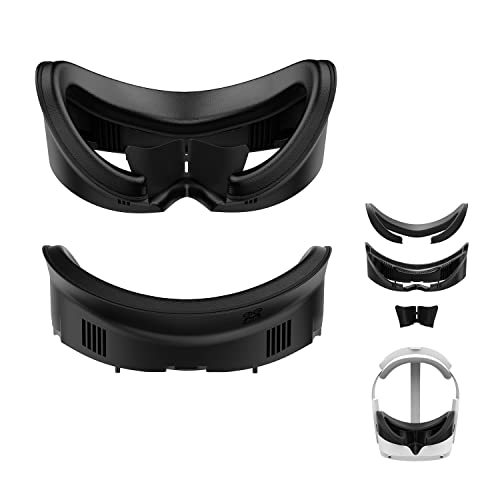 Face Cover For Pico 4/Pico 4 Ultra, Resilient Vent Leather Face Pad Replacement Soft Facial Cushion Interface Bracket Set Washable Lightproof Comfortable Vr Accessoriesblack, 3-In-1