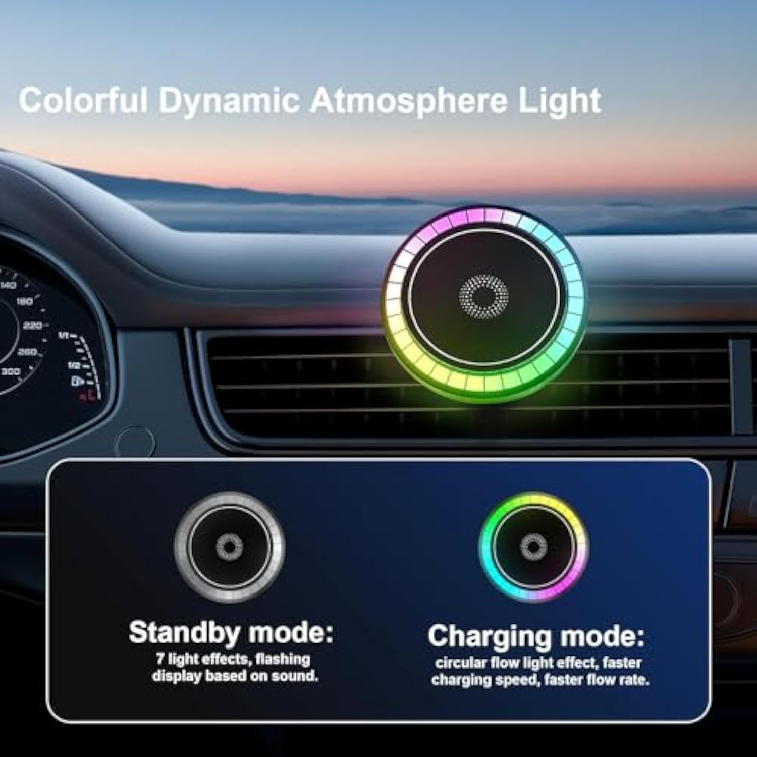 Magnetic Phone Car Mount With Light Car Phone Holder Wireless Charger With 18W Adapter Air Vent Wireless Car Charger 360° Adjustable Rotation Fast Charging Compatible With Iphone Car Mount