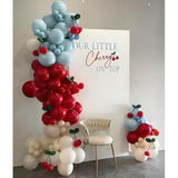 Cherry Balloon Arch Garland Kit, 13Ft 12In Double Stuffed Red Blue White Sand Cherry Balloons For Cherry On Top Baby Shower, Cherry Birthday Decorations Party