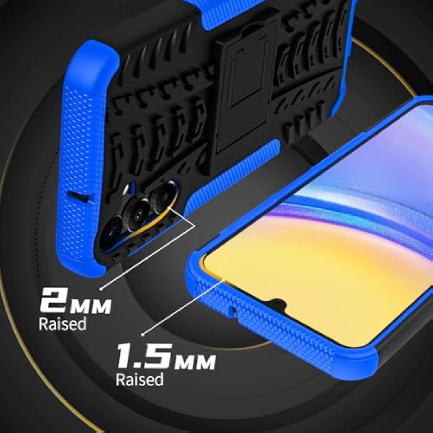 For Samsung Galaxy A15 5G Case With 2 Pack Screen Protector, Grade Shockproof, Heavy Duty Robust Bumper Cover With Kickstand For Galaxy A15 5G Phone Blue