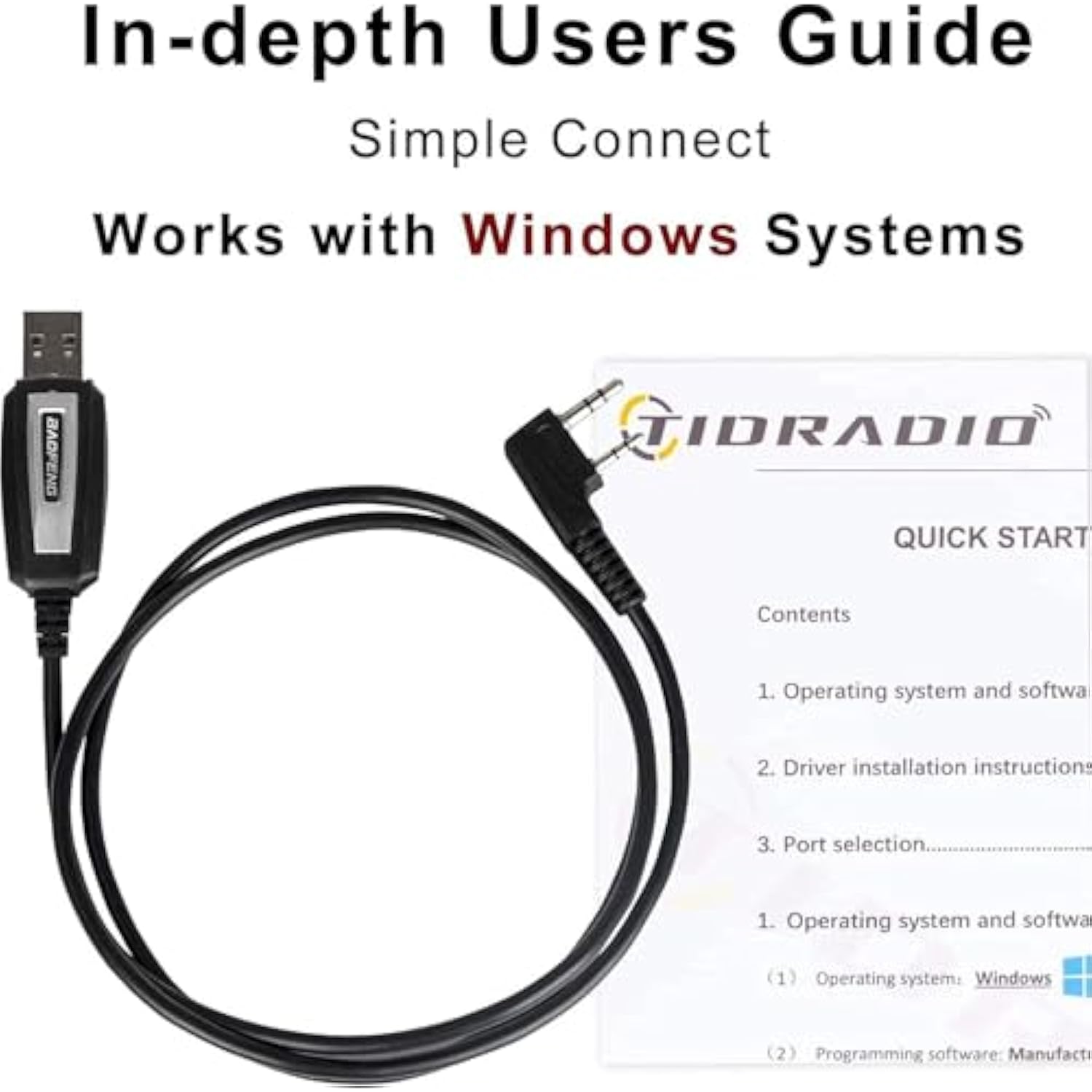 BAOFENG CH340 USB Programming Cable, Support Chirp for BF-F8HP Pro,UV-5R Mini, 5RM,UV-5R,UV-5G Plus,UV-82(HP),UV-5G Plus,UV-32,GM-15PRO,5RH Pro,GM-5RH,K5 Plus,TD-H8,TD-H3,H3 Plus,TD-V2 Ham Accessories