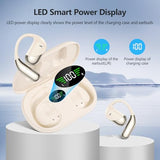 Open Ear Clip Wireless Earbuds Headphones, Bluetooth 5.4, Open Ear Design, Built-in Mic, IPX7 Waterproof, LED Display Charging Case,Ear Hooks Ear