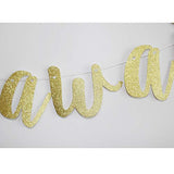 Adventure Awaits Banner, Gold Glitter Sign Garlands For Travel Theme Party, Moving/Graduation/Retirement Party Supplies Decorations