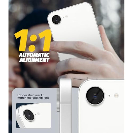 (3 Pack) Camera Lens Protector Compatible For Iphone 16E, Protector De Cámera Individual 3D Alloy Metal Ring Glass Cover Cd Pattern Case Friendly Original Color - Silver