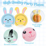 48pcs Easter Bunny Paper Plates Rabbit Tableware Decorations Spring Easter Bunny Shaped Dinnerware Set Rabbit Paper Plates Disposable 7 Inch Dessert Dinner Plates for Party Supplies Decoration