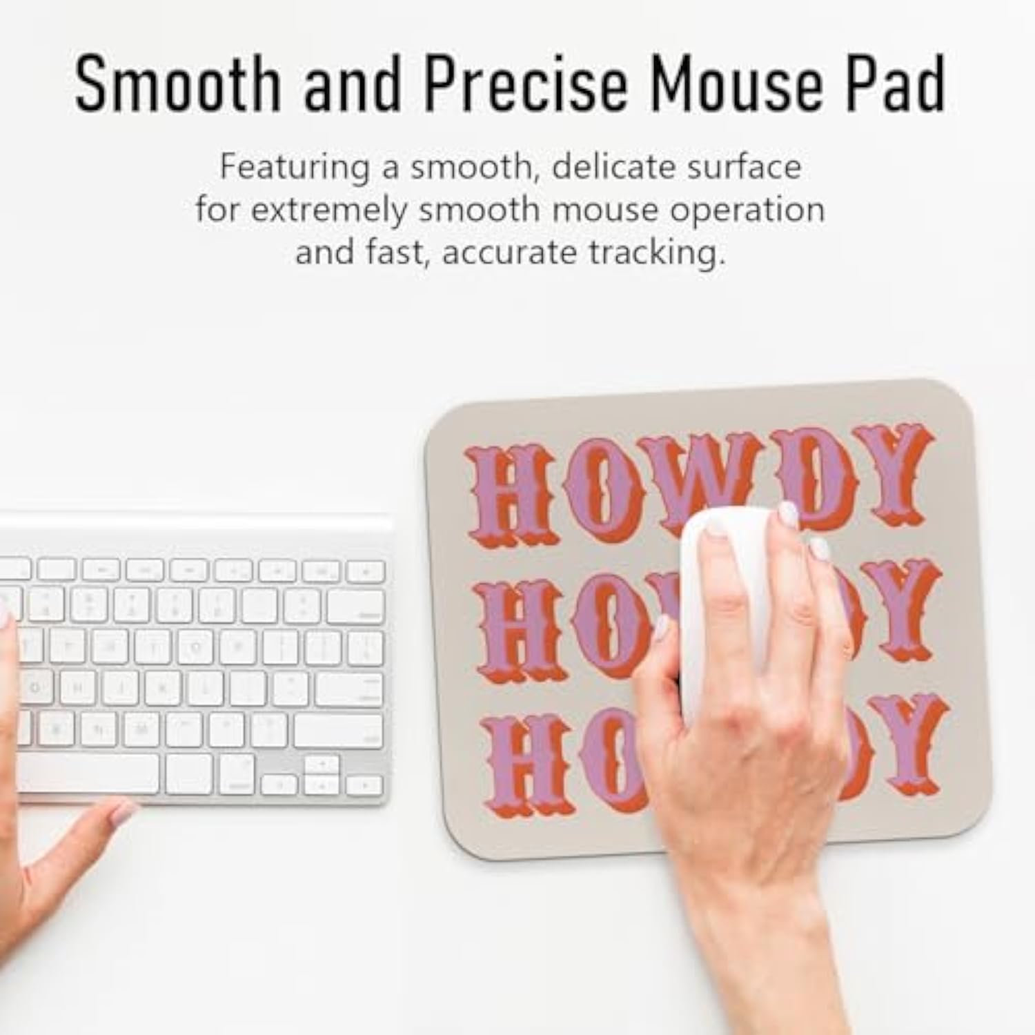 Pink Howdy Cute Mouse Pads, Office Supplies Mouse Pad, Cowgirl Western Square Mouse Pads For Desk Office Gaming Working, Gifts For Girls Women, 9.5×7.9 In