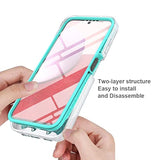 Compatible For Samsung Galaxy A14 5G Case, With [Built-In Screen Protector], Full-Body Drop Protector Cover Glitter Bling Cute Girls Women Design Hybrid Phone Case (Teal)