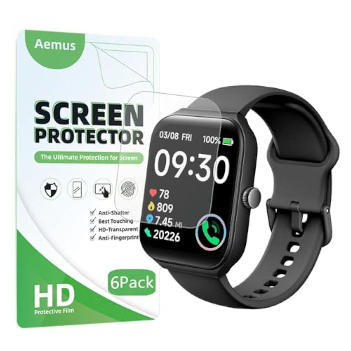 Screen Protector Compatible For Toobur Idw16 Smart Watch 1.95" (6 Pack) Flexible Full Coverage Tpu Film Compatible For Octandra Smartwatch