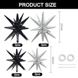 8pcs Black Silver Star Balloons Party Backdrop Decorations Photo Booth