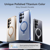 Titanium Blue 360° Spin Magnetic Stand For Samsung Galaxy S25 Ultra Case, 16Ft Protection, Fit For Magsafe, Protective Polish S25 Ultra Case With Kickstand Ring 6.9"