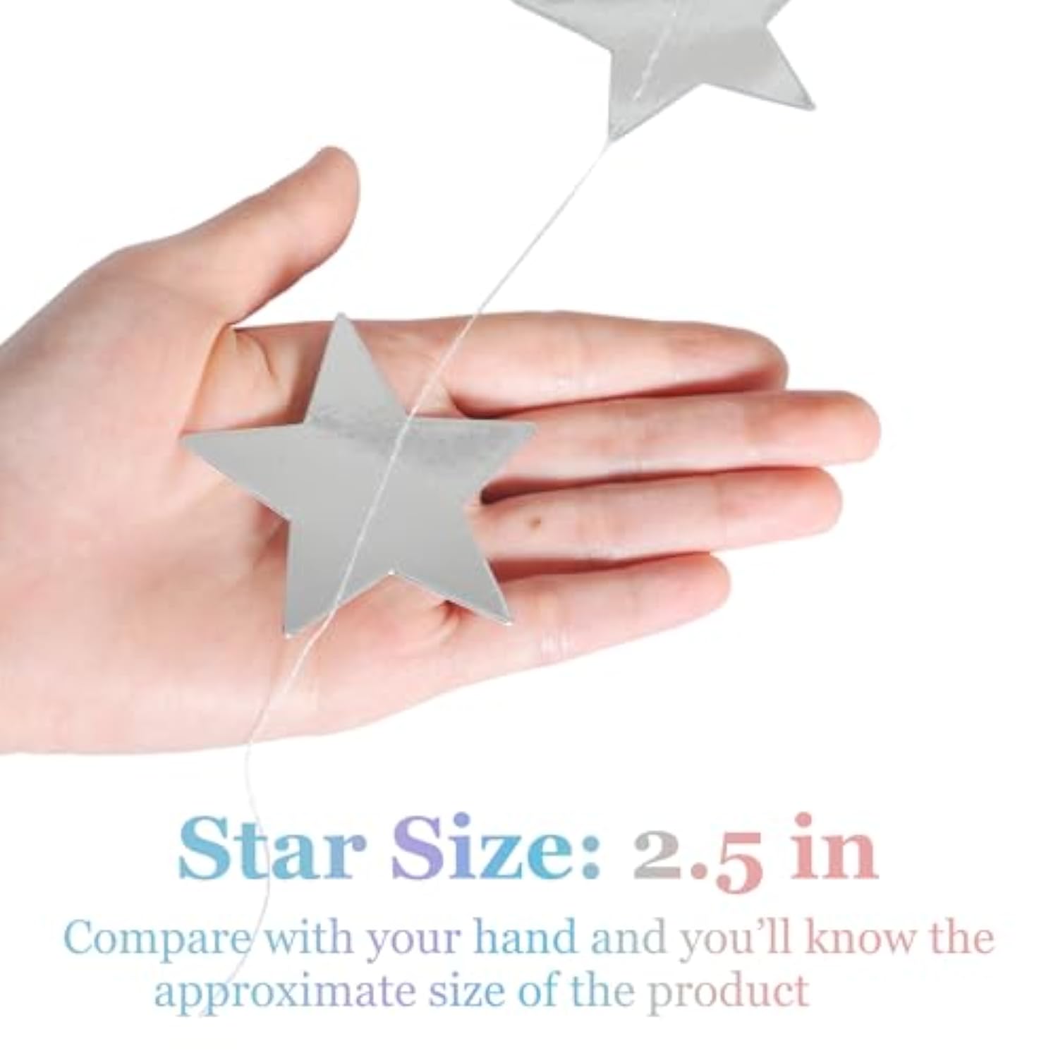 Silver Star Garland, 78 Feet Double Side Hanging Sparkly Paper Star Banner Decorations For Birthday Wedding Engagement Baby Shower Christmas Thanksgiving Halloween