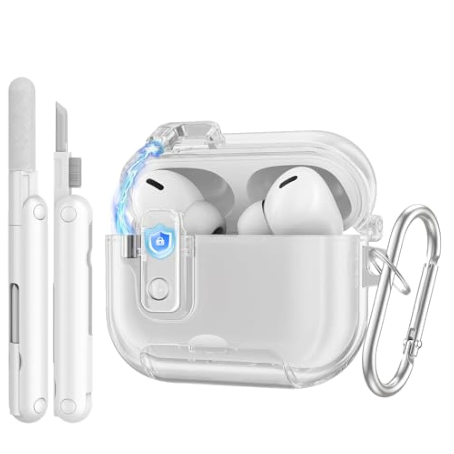Case For Airpods Pro 3 (2025) With Secure Lock, Anti-Smudge, Soft Tpu Transparent Cover For Apple Airpod Pro 3Rd Generation With Phone Stand Function, Cleaning Kit & Keychain, Clear
