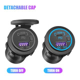 Boostable 12V Usb C Outlet 65W Pd3.0 Port And 18W Quick Charge 3.0 Car Usb Charger Socket For Laptops Tablets Phones, Waterproof 12V/24V Socket With Power Switch For Car Marine Boat Motorcycle Rv
