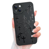 For Iphone 14 Case Aesthetic Blessed Cross Jesus Christian Goth Designed For Women Girls Men, Full Camera Protection Slim Fit Soft Tpu Shockproof Protective Cover - Black