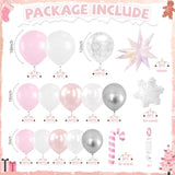 122 Pcs Christmas Balloon Garland Kit with Pink Silver and Foil Snowflake Balloons