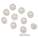 10Pcs 20Mm Round Rhinestone Faux Pearl Buttons Embellishments - Sew On