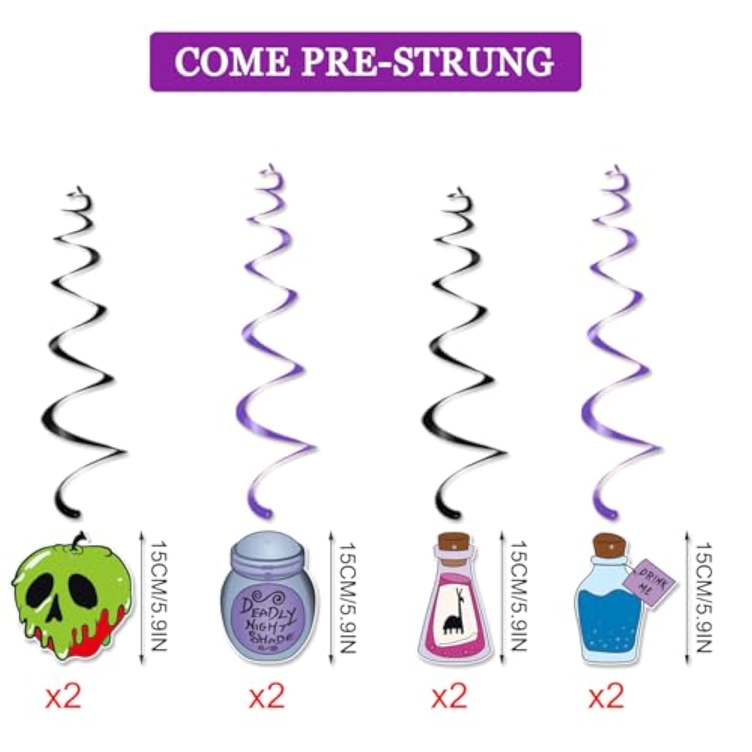 Glitter Pick Your Poison Banner with Hanging Swirls Halloween Haunted Mansion Decor