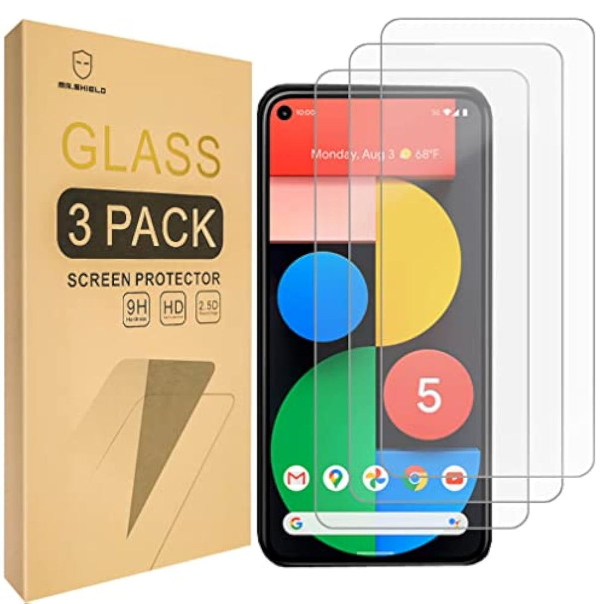 [3-Pack] Designed For Google Pixel 5A [Tempered Glass] [Japan Glass With 9H Hardness] Screen Protector With Replacement
