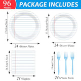 96Pcs Back To School Party Decorations Paper Handwriting Notebook Tableware First Day Of School Plates Napkins Graduate Party Supplies For Kindergarten Teacher School Season Supply Serves 24 Guests