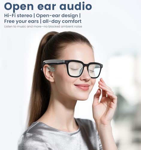 AI Smart Camera Glasses 1080P HD - Bluetooth Video Recording Glasses with Voice Control, Wearable Sport Camera Eyeglasses for Driving, Hiking,