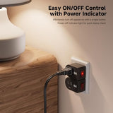 [Etl Listed] 3-Pack Grounded Outlet Switch With On Off, Plug Switch On Off, Single Outlet Adapter, Black
