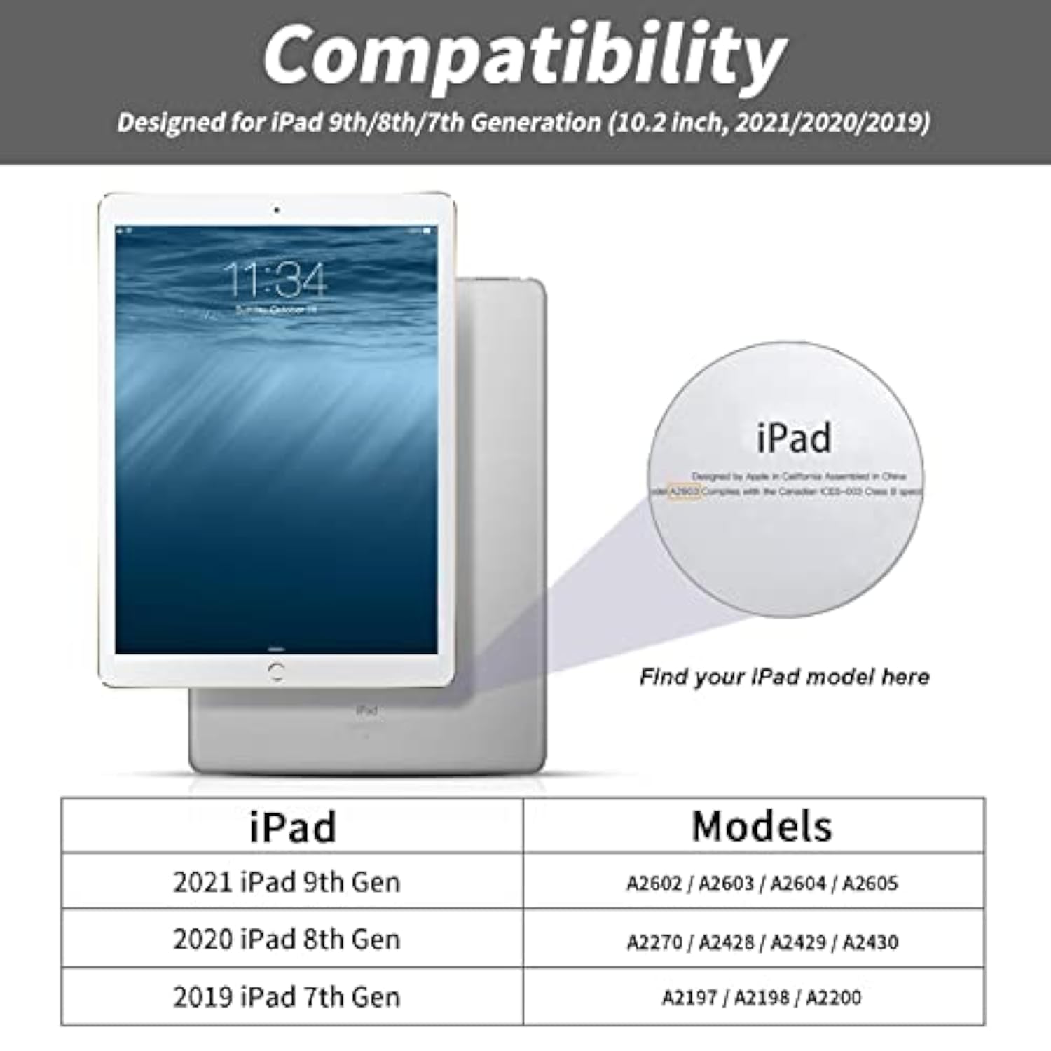 Case For Ipad 9Th/8Th/7Th Generation 10.2 Inch, Auto Sleep/Wake Slim Lightweig