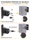 Speaker Wall Mount with Keyhole/1/4-20 Threads 4&5mm, Universal Satellite Rear Surround Sound Speaker Wall Ceiling Mount for