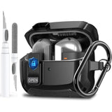 Galaxy Buds 3 Pro/Buds 3 Case Cover 2024 With Secure Lock Clip, Shockproof Samsung Galaxy Buds 3/3 Pro Protective Hard Cover Shell With Carabiner&Cleaner Kit For Men Women, Black