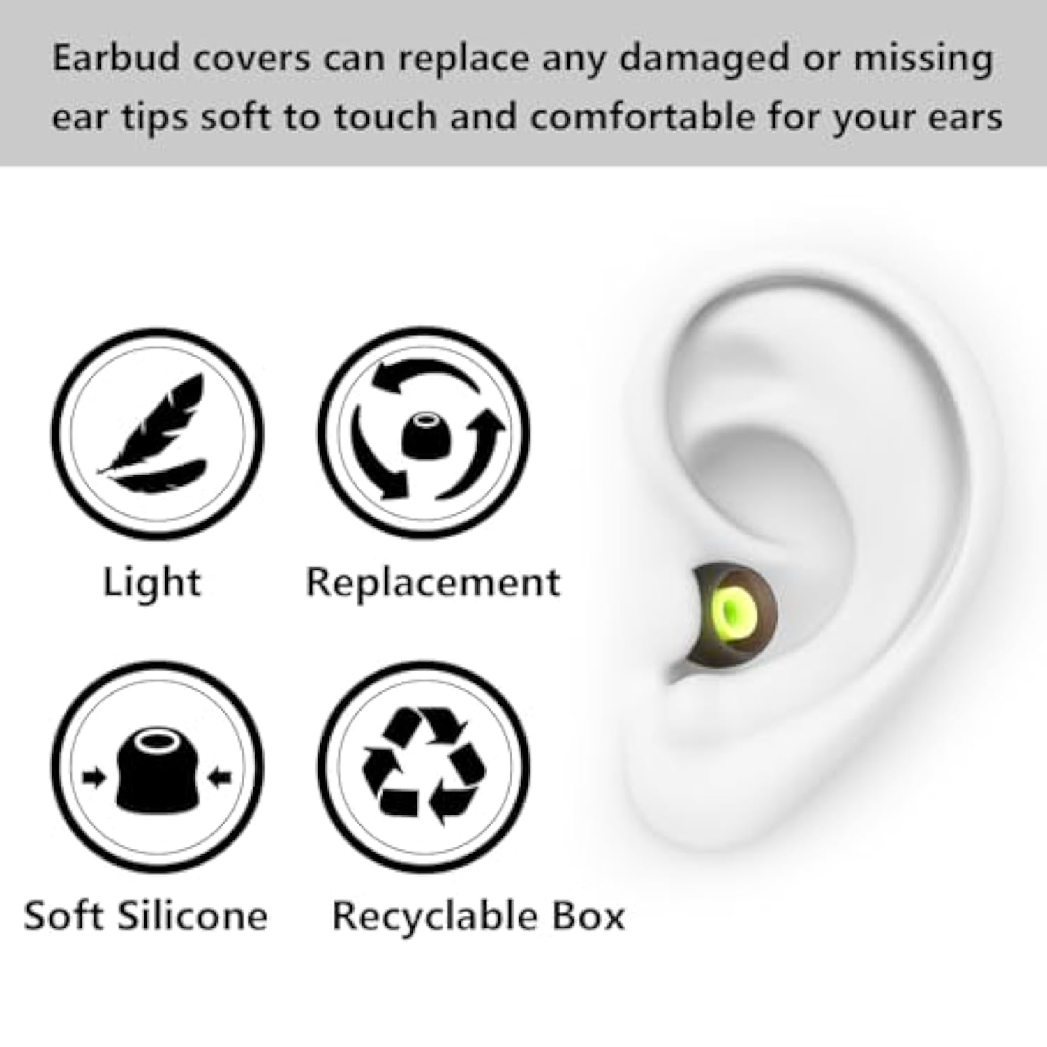 Silicone Replacement Earbud Tips Earbud Covers Ear Tips Fit For In-Ear Headphones (Inner Hole 3.8Mm -5.1Mm) Earbud Replacement Tips 9 Pairs