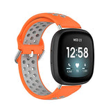 Band Compatible with Fitbit Versa 4/Versa 3/Sense Silicone Band+Metal Connector Breathable Bracelet Strap Smartwatch Accessories Band for Versa