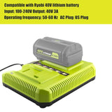 40V Dual Rapid Charger Op401 Op403 Op404 Op406A Op409A Compatible With Ryobi 40V 6Ah Op40601 Op40602 Op4060A1 5Ah Op4050A 4Ah Op4040 3Ah Op4030 2.6Ah Op40261 Op4026A 2Ah Op40201 Battery Charger