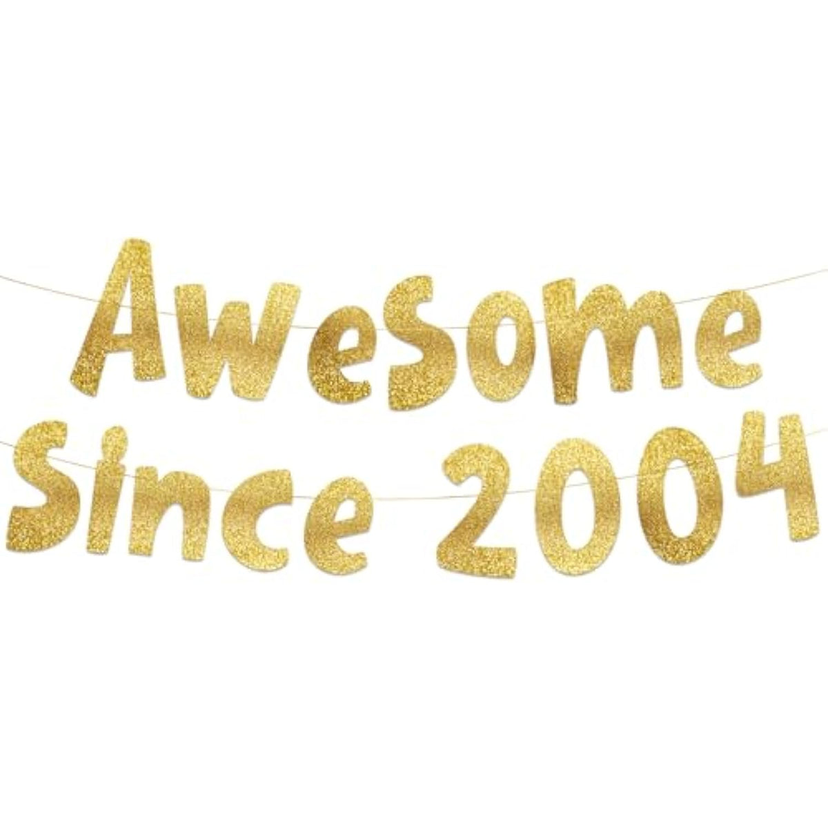 Awesome Since 2004 Gold Glitter Banner - 21St Birthday And Anniversary Party Decorations