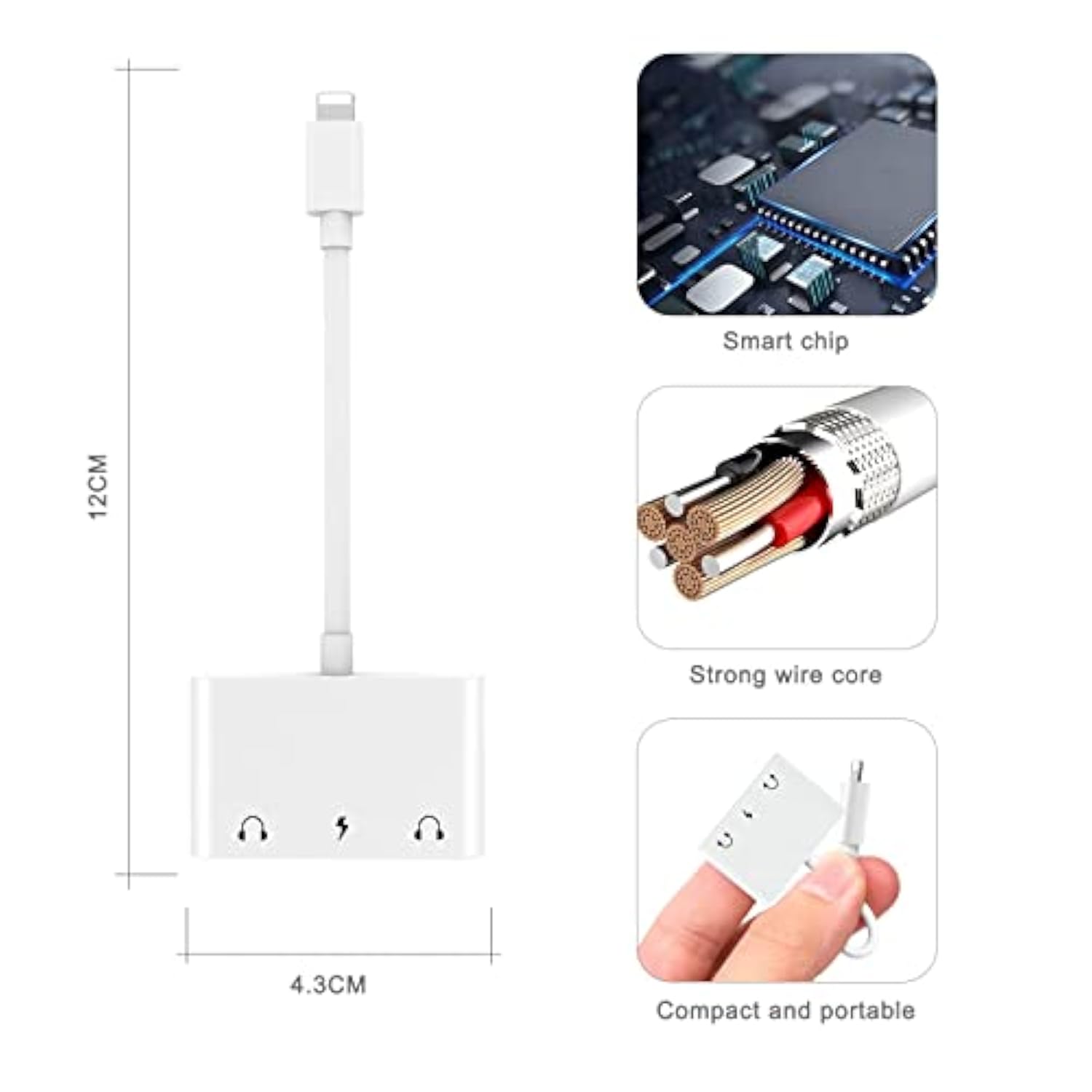 3In1 Lighting To 3.5Mm,Headphone Adapter For Iphone, Dual Earphone Jack Audio And Charging Adapter,Headphone Splitter For Iphone 14/13/12/11/Xs Max/Xr/8/7 Plus /6/ Ipad,Support Ios 10 To16