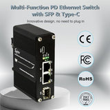 Industrial Poe Pd Switch, Powered Only By Poe (802.3At/Bt), Usb-C Pd 3.0, 1000Mbps Ethernet For Security Cameras, Ip Cameras, Robotics, Nvr, Phones, Tablets