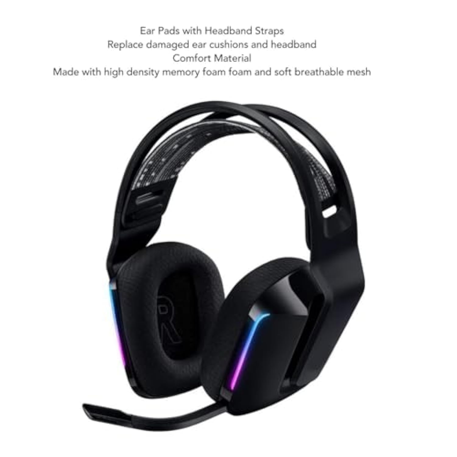 Ear Pads With Headband Straps For G733 G335, Noise Isolation Ear Pads Cushions Headband Replacement, Comfortable Memory Foam Headband Kit For Gaming Headset (3Gtxzysdgb-11)