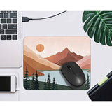 Abstract Boho Sun Mountain Forest Lake Nature Landscape Mousepad 9.5×7.9 Inch Non-Slip Rubber Base Square Mouse Pads For Computers Laptop Office Home Dorm Desk Decor,Boho Gifts For Women Girls