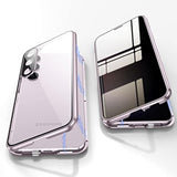 Anti Peeping Case For Samsung Galaxy S23 Plus, 360 Degree Front And Back Privacy Tempered Glass Cover, Anti Spy Screen, Magnetic Bumper For Samsung S23+ (Purple)