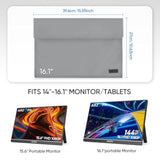 16.1" Portable Monitor Sleeve Bag, Pu Leather Case For Travel Monitor Laptop, Grey