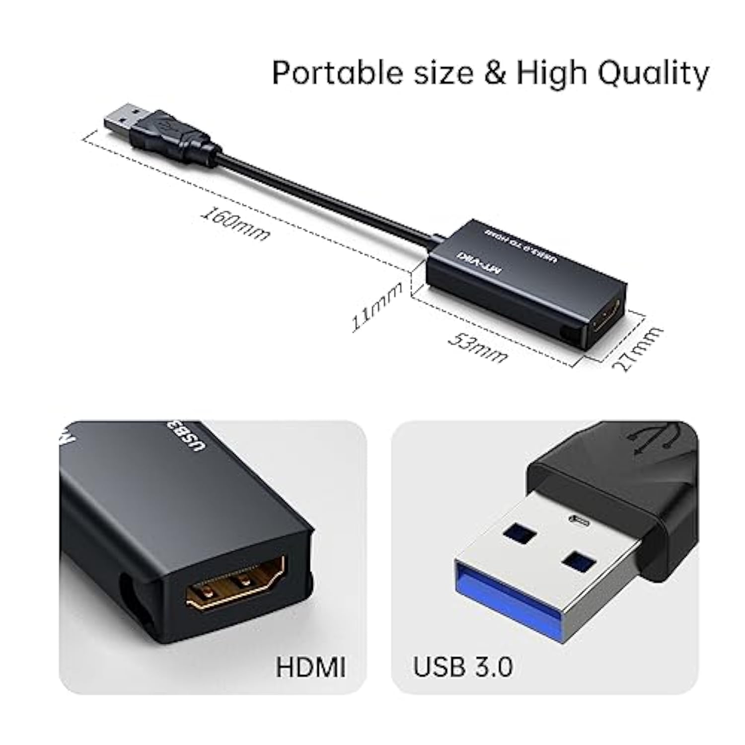 Usb 3.0 To Hdmi Adapter, Usb 3.0 To Hdmi Male To Female Adapter, 1080P Compati