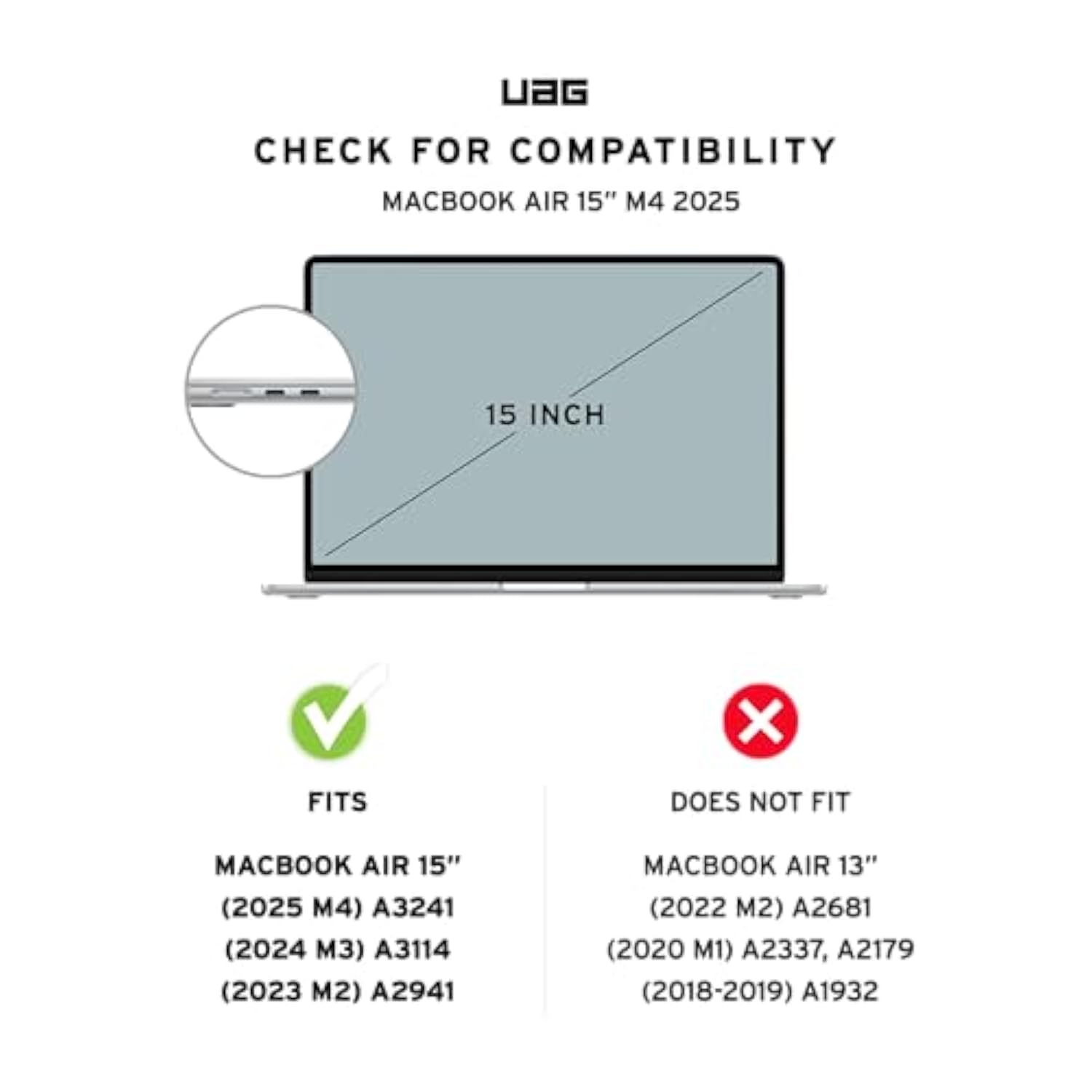 Uag Designed For Macbook Air 15" Case 2023-2025 M2/M3/M4 (A3241 A3114 A2941) - Translucent Clear Rugged Tactile Grip Laptop Protective Cover, Plyo Ice/Black