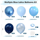Blue Balloons Set Of 65 Pcs 12 Inch Navy, Baby, Metallic Blue, Pearl Blue Party Balloon With Adhesive Tape, Blue Ribbon For Birthday Decor, Baby Shower, Gender Reveal,Graduation Party Decoration